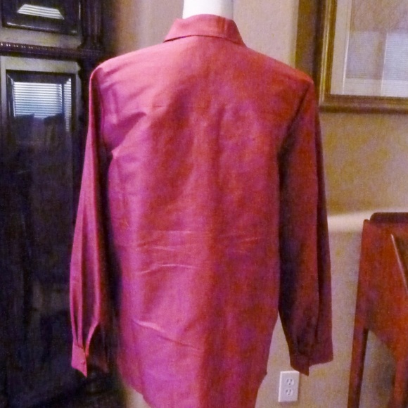 Tunic Blouse Silk EUC Fuchsia - Picture 2 of 8